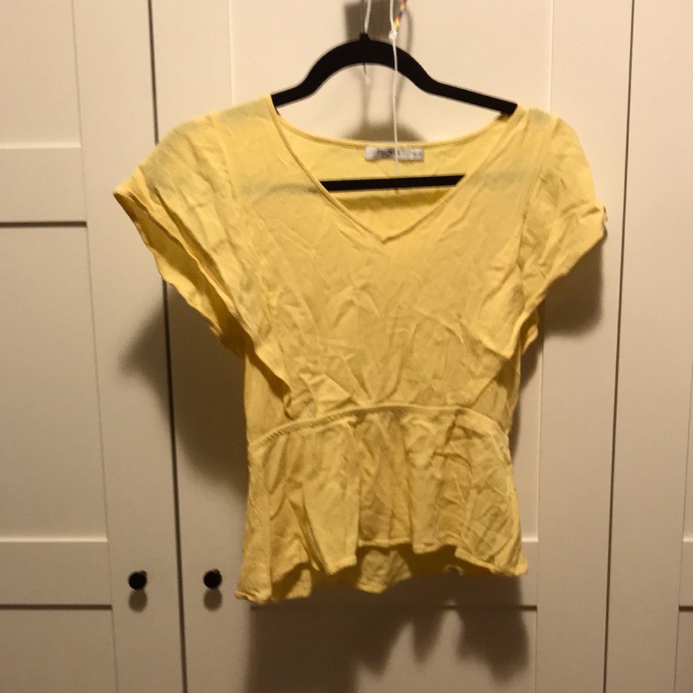 Yellow V-Neck Women's Blouse